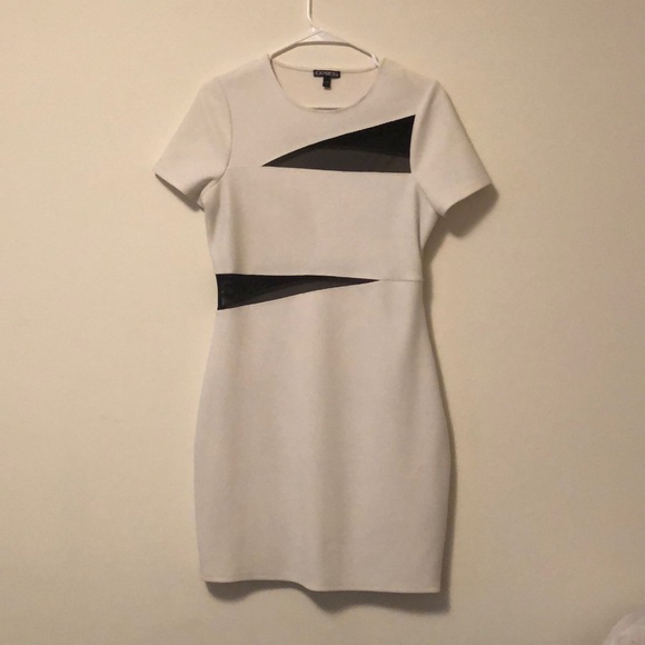 Express - White Party Dress With Mesh Cutouts - Picture 1 of 3